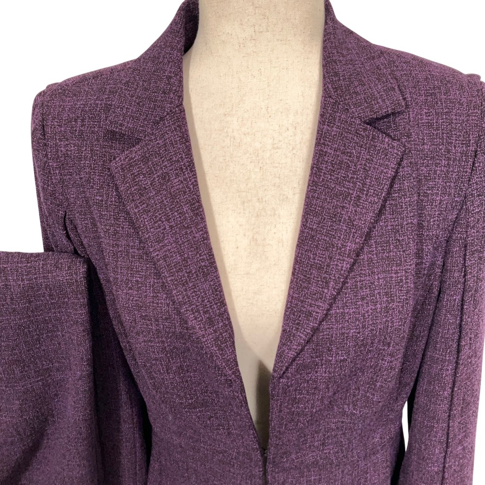 Kay Unger NY Skirt Suit Womens Jacket 10 Skirt 12 Purple‎ Black Woven Career 2pc - Picture 2 of 16